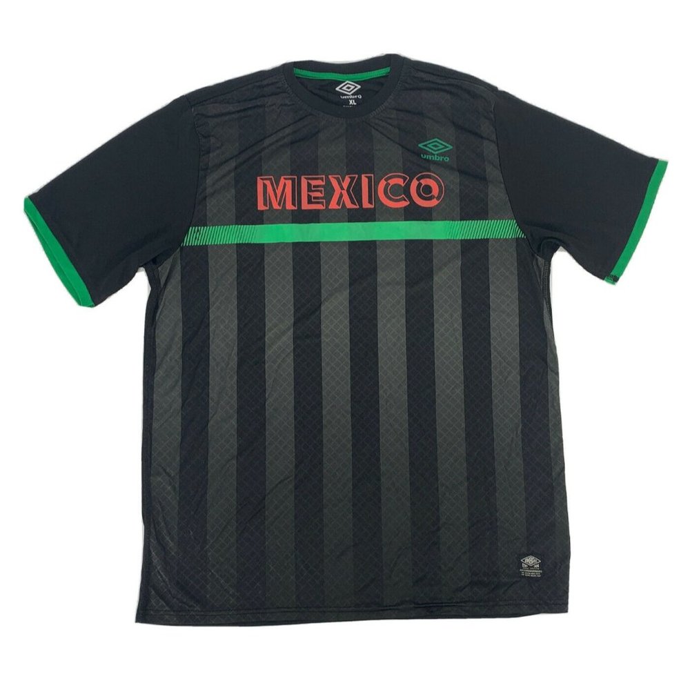 Umbro Mexico Futbal National Soccer Short Sleeve Jersey Shirt Black Size XL